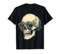 Cráneo cara arte divertido impresión gafas de sol retrato motivo calavera Camiseta