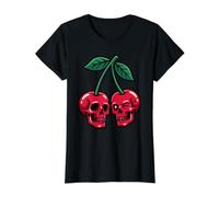 Cráneo Cereza Amante Cráneos Caprichosa Moda Extravagante Halloween Camiseta gráfica económica, Mujer, Negro, M