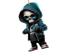 Cráneo Coche Colgante - Auto Plano Acrílico | Herre De Espejo Retrovisor Automotriz, Diseño del Cráneo 2 D Espejo Espejo Retrovisor Automático Ornamento Plano, Halloween Festival Party Supplies