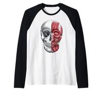 Cráneo con músculos faciales, anatomía Muscular, Calavera de Halloween Camiseta Manga Raglan