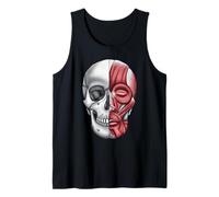 Cráneo con músculos faciales, anatomía muscular, calavera de Halloween Camiseta sin Mangas