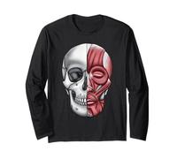 Cráneo con músculos faciales, anatomía Muscular, Calavera de Halloween Manga Larga