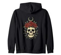 Cráneo con Rosas Corona y Luna Creciente Arte gótico Sudadera con Capucha