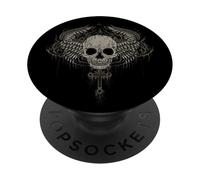 Cráneo Cruz Alas Goth Alt Grunge Halloween Gótico EMO Y2K PopSockets PopGrip Adhesivo