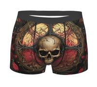 Cráneo De Altar Wiccano Místico Rosa Oscuro Hombre Ropa Interior Ajustado Boxer Shorts Suave Bóxer para Uso Diario Viaje Deportivos M