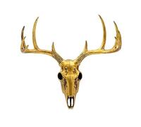 CráNeo de Ciervo Falso para Pared, DecoracióN de Paredes con Astas de Resina, Alternativa Vegana a La Taxidermia Sin Crueldad Animal(Gold)