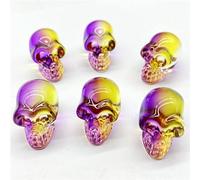 Cráneo de cristal chapado de cristal arco iris encanto adornos joyería accesorio regalo de cumpleaños 10 piezas, NO.15