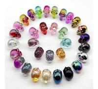 Cráneo de cristal chapado de cristal arco iris encanto adornos joyería accesorio regalo de cumpleaños 10 piezas, NO.1