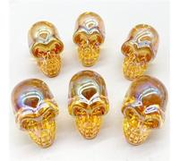 Cráneo de cristal chapado de cristal arco iris encanto adornos joyería accesorio regalo de cumpleaños 10 piezas, NO.14