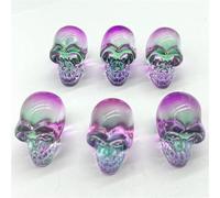 Cráneo de cristal chapado de cristal arco iris encanto adornos joyería accesorio regalo de cumpleaños 10 piezas, NO.12