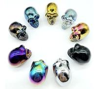 Cráneo de cristal chapado de cristal arco iris encanto adornos joyería accesorio regalo de cumpleaños 10 piezas, NO.4