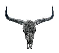 Cráneo de Cuernos Largos para Pared, Resina Grande, decoración de Pared de cráneo de Vaca, Escultura de Pared de Cabeza de Animal taxidermia Hecha a Mano con Cuernos de Toro, auténticos Detalles del