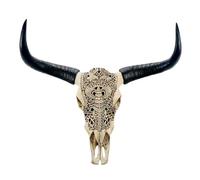 Cráneo de Cuernos Largos para Pared, Resina Grande, decoración de Pared de cráneo de Vaca, Escultura de Pared de Cabeza de Animal taxidermia Hecha a Mano con Cuernos de Toro, auténticos Detalles del