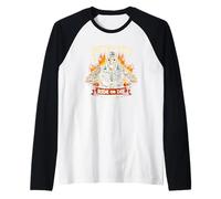 Cráneo de Llamas de Motociclista para papá Montar o Morir Camiseta Manga Raglan
