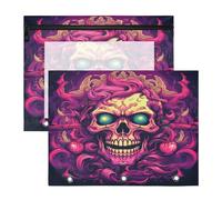 CráNeo De Miedo PúRpura Estuches para Lápices Transparentes para Archivador de 3 Anillas(2 Pack)