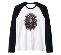 Cráneo de Ojo de Serpiente gótico Oculto místico visionario Horror Camiseta Manga Raglan