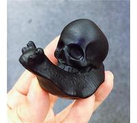 Cráneo De Piedra De Cristal De Obsidiana Negra Natural Con Caracol Tallado A Mano Estatuilla Energía Artesanía Decoración Del Hogar Como Regalo