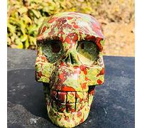 Cráneo de piedra de sangre de dragón natural tallado a mano cristal de cuarzo reiki curación decoración del hogar para la venta 1 Uds
