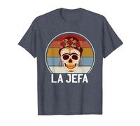Cráneo del Azúcar La Jefa The Boss Dia De Los Muertos Skull Camiseta, Hombre, Azul Jaspeado, 6XL