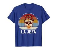 Cráneo del Azúcar La Jefa The Boss Dia De Los Muertos Skull Camiseta, Hombre, Azul Real, 3XL