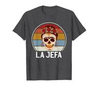 Cráneo del Azúcar La Jefa The Boss Dia De Los Muertos Skull Camiseta, Hombre, Jaspeado Oscuro, 6XL