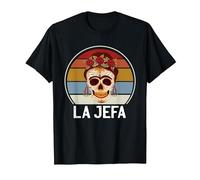 Cráneo del Azúcar La Jefa The Boss Dia De Los Muertos Skull Camiseta, Hombre, Negro, 6XL