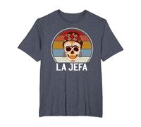 Cráneo del Azúcar La Jefa The Boss Dia De Los Muertos Skull Camiseta, Hombre Tallas Grandes, Azul Jaspeado, 6X Alto