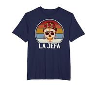 Cráneo del Azúcar La Jefa The Boss Dia De Los Muertos Skull Camiseta, Hombre Tallas Grandes, Azul Marino, 6X Alto