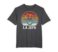 Cráneo del Azúcar La Jefa The Boss Dia De Los Muertos Skull Camiseta, Hombre Tallas Grandes, Jaspeado Oscuro, 6X Alto