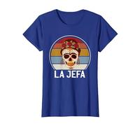 Cráneo del Azúcar La Jefa The Boss Dia De Los Muertos Skull Camiseta, Mujer, Azul Real, XL