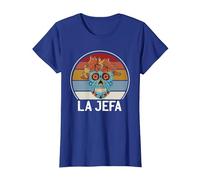 Cráneo del Azúcar La Jefa The Boss Dia De Los Muertos Skull Camiseta, Mujer, Azul Real, XS