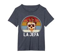 Cráneo del Azúcar La Jefa The Boss Dia De Los Muertos Skull Camiseta, Mujer Tallas Grandes, Azul Jaspeado, 6XL Grande