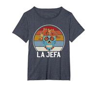 Cráneo del Azúcar La Jefa The Boss Dia De Los Muertos Skull Camiseta, Mujer Tallas Grandes, Azul Jaspeado, 6XL Grande