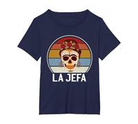 Cráneo del Azúcar La Jefa The Boss Dia De Los Muertos Skull Camiseta, Mujer Tallas Grandes, Azul Marino, 6XL Grande