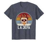Cráneo del Azúcar La Jefa The Boss Dia De Los Muertos Skull Camiseta, Niños, Azul Jaspeado, 6 años