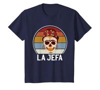 Cráneo del Azúcar La Jefa The Boss Dia De Los Muertos Skull Camiseta, Niños, Azul Marino, 6 años