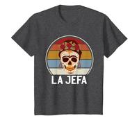 Cráneo del Azúcar La Jefa The Boss Dia De Los Muertos Skull Camiseta, Niños, Jaspeado Oscuro, 6 años