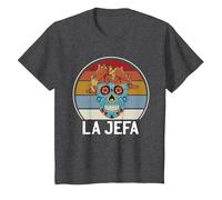 Cráneo del Azúcar La Jefa The Boss Dia De Los Muertos Skull Camiseta, Niños, Jaspeado Oscuro, 6 años