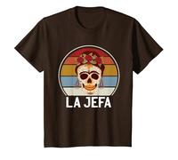 Cráneo del Azúcar La Jefa The Boss Dia De Los Muertos Skull Camiseta, Niños, Marrón, 6 años