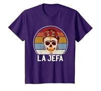 Cráneo del Azúcar La Jefa The Boss Dia De Los Muertos Skull Camiseta, Niños, Morado, 6 años