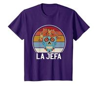 Cráneo del Azúcar La Jefa The Boss Dia De Los Muertos Skull Camiseta, Niños, Morado, 6 años