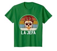 Cráneo del Azúcar La Jefa The Boss Dia De Los Muertos Skull Camiseta, Niños, Verde Kelly, 6 años