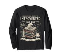Cráneo del Club de Libros Vintage introvertido y Libros góticos Halloween Manga Larga