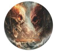 Cráneo Gigante Barcos de Guerra Puzzle de 1000 Piezas Papel para Adultos Vista Nocturna Juego de Puzzle 1000 Piezas Relajante Regalo 1000pcs (67.5x67.5cm)