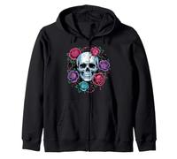Cráneo gótico y Rosas oscuras románticas Flores Hombres Mujeres niños Sudadera con Capucha