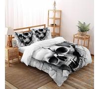 Cráneo Grieta Colmillo Diseño Juego De Ropa De Cama Estampado 3D Fiesta Halloween Microfibra Antialérgica con Cremallera Oculta para Niños Y Adultos Tamaño Super King（260x220cm）