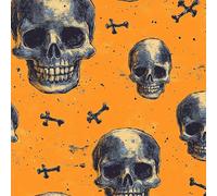 Cráneo Huesos Papel Pintado Autoadhesivo Fondo Amarillo Pelar y Pegar Papel de Pared Adhesivo Muebles Mate Removible Impermeable Wallpaper Decorar Pared Salon Dormitorio Cocina Pegatina 0.3x5 m