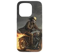 Cráneo jinete en tormenta con rastros de fuego Carcasa para iPhone 15 Pro