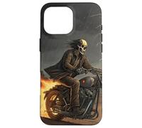Cráneo jinete en tormenta con rastros de fuego Carcasa para iPhone 16 Pro Max