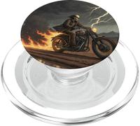 Cráneo jinete en tormenta con rastros de fuego PopSockets PopGrip para MagSafe